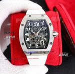 Richard Mille Extra Flat RM67-01 Stainless Steel White Rubber Strap Replica Automatic Watch 